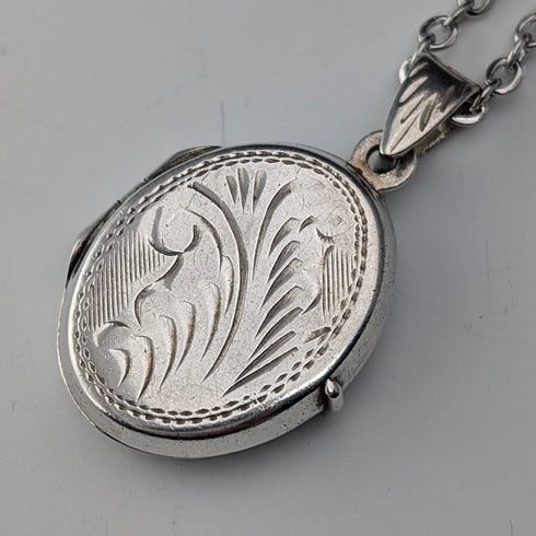 復古純銀橢圓形盒式吊墜 2.7 克帶項鍊